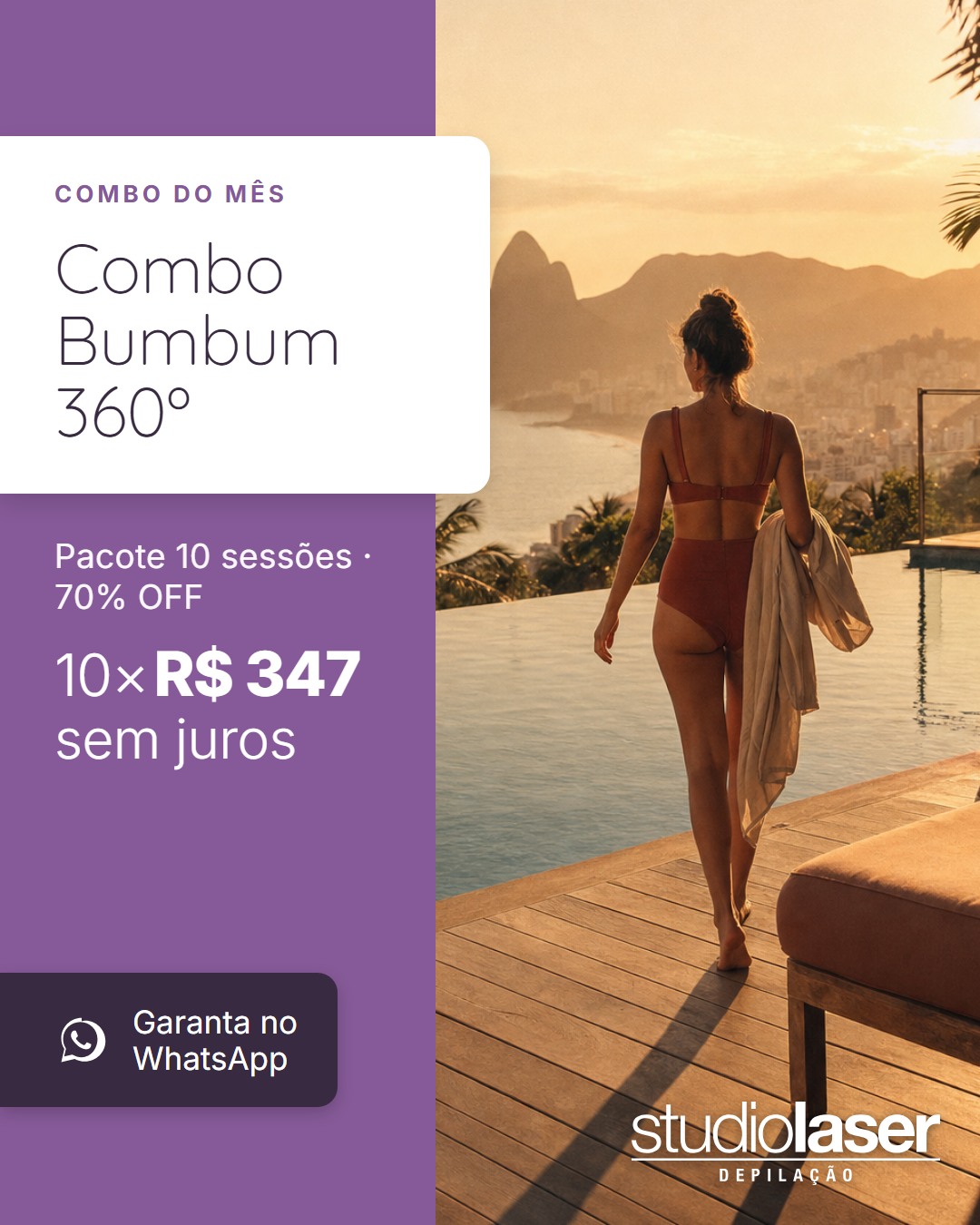 Combo Bumbum 360º: Depilação Completa com 70% OFF!